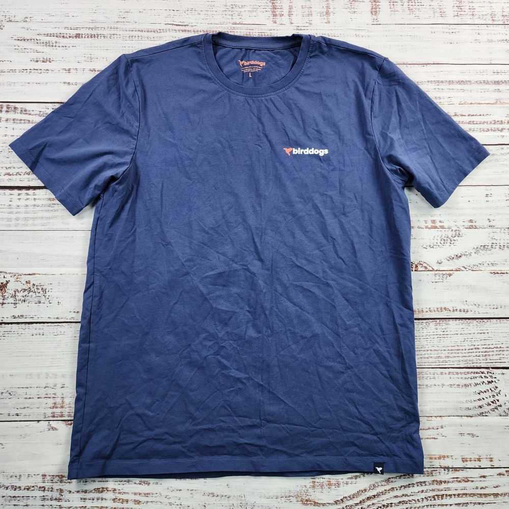 Birddogs Playground Graphic T-Shirt Mens L Navy Blue Cotton Stretch Logo Tee